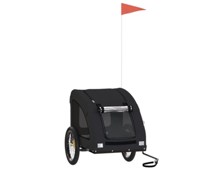 vidaXL Remolque de bicicleta mascotas hierro tela Oxford negro