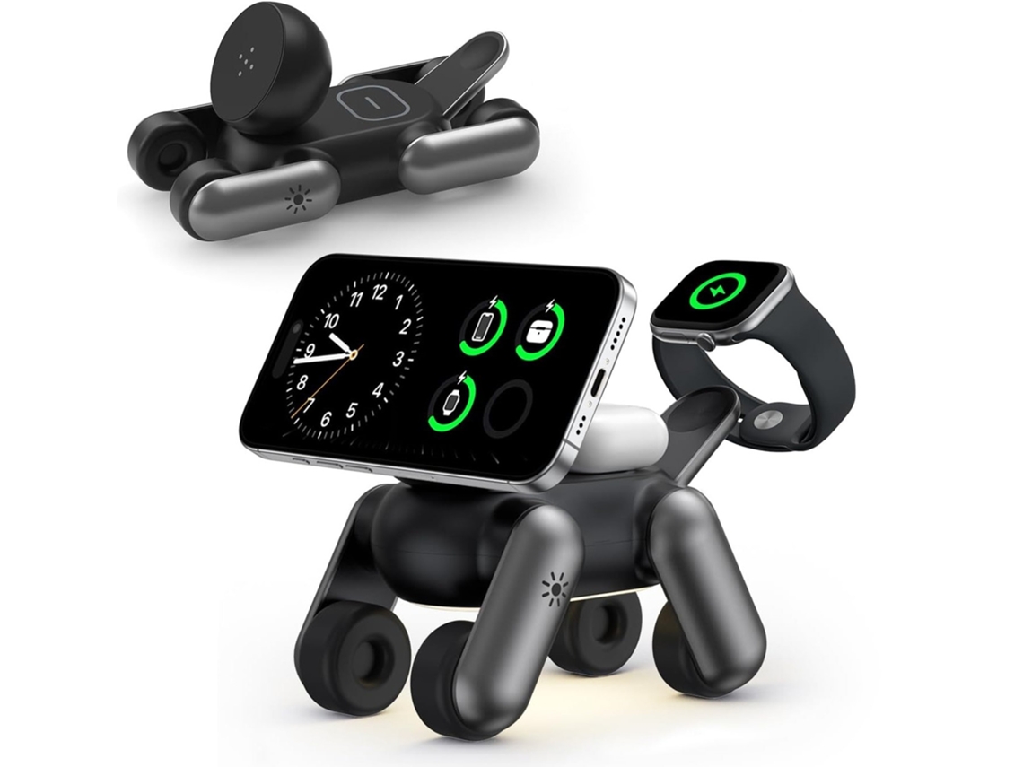 Estación De Carga Inalámbrica Magnética 3 En 1 Para Iphone Apple Watch Airpods Magsafe (negro)