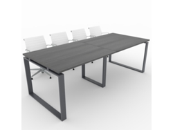 Mesa de Reuniones, hogar y Oficinas. Estructura metálica Cerrada color Grafito, Tablero melamina color Roble Azabache. (240x100). Fabricado en España. OFICIT