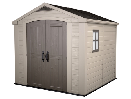 Caseta de Jardín de Resina KETER Factor 8x8 En El (De Almacenamiento - Shed Building - Almacenamiento de Troncos - Acero Metal Madera -