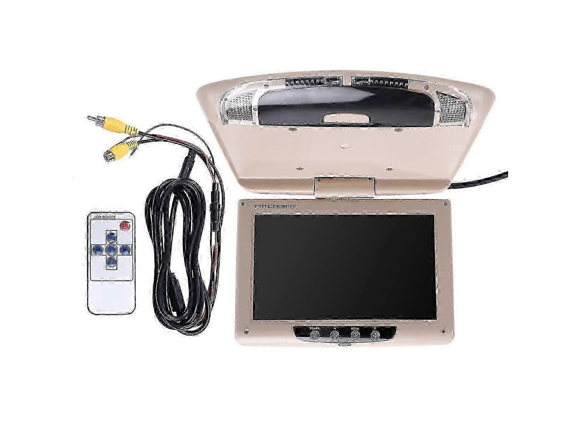 Monitor de techo para coche con pantalla LCD articulada, multimedia, vídeo, montaje en techo, color beige.