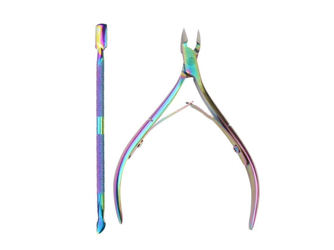 Juego de 2 piezas de tijeras, peladores, raspadores y cortadores de cutículas de acero inoxidable para manicura.