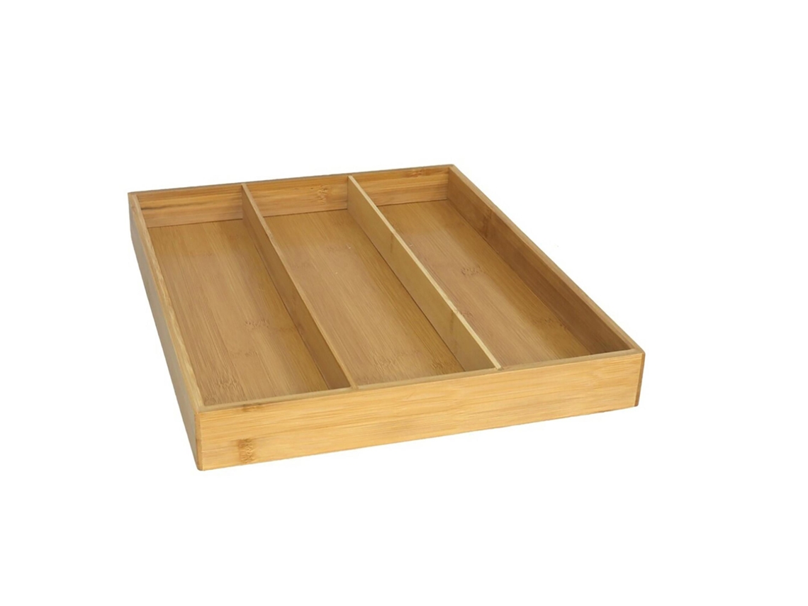 Bandeja de madera para cubiertos con 3 compartimentos