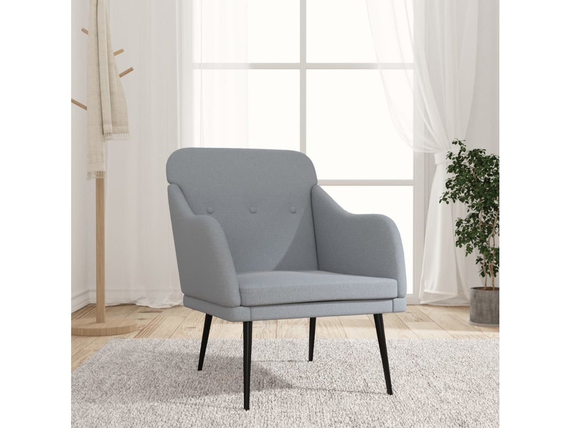 Silla con Apoyabrazos 63X76X80 cm de Tela Gris Claro