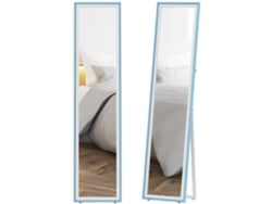 Espejo De Cuerpo Entero De Mdf, 37x157 Cm, Para Pared O Suelo, Blanco/azul.