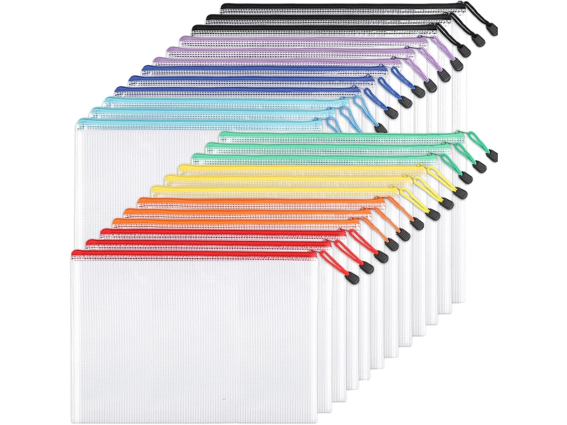 Carpeta de malla plástica para documentos, impermeable, tamaño A4, para oficina y escuela, paquete de 24 unidades, Digitallab