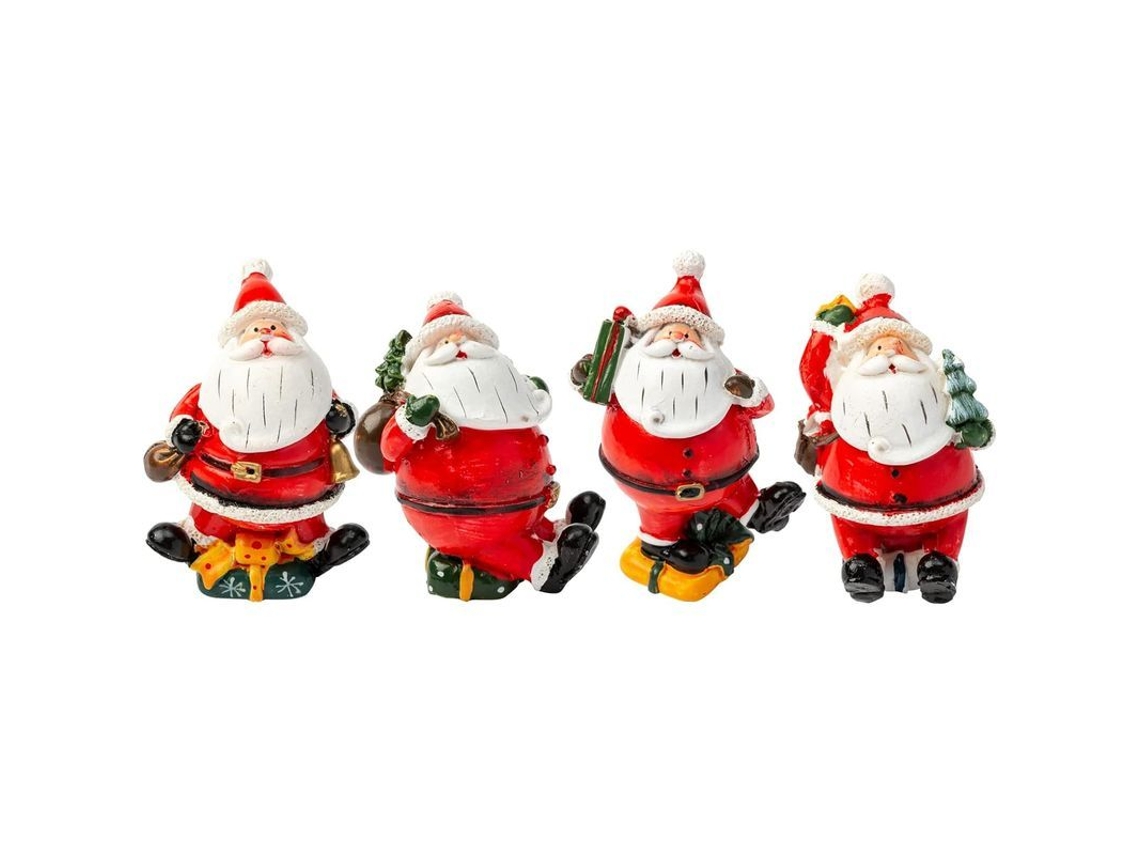 4 figuras decorativas de Papá Noel en miniatura de resina para Navidad, figuras decorativas navideñas
