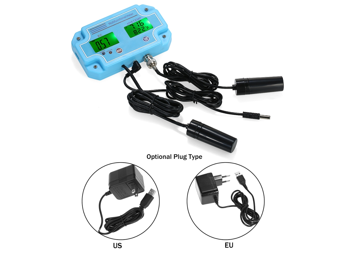 Medidor Profesional 3 En 1 De Ph/ec/temperatura Con Pantalla Lcd, Analizador De Calidad Del Agua Para Acuarios, Piscinas Y Laboratorios.