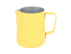 Jarra para espumar leche de acero inoxidable de 380 ml, boca puntiaguda, amarilla