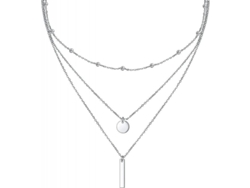 2026-cadena De Collar De Plata Esterlina S925 De Tres Capas Con Extensor Para Mujer Estilo Geométrico Multicapa