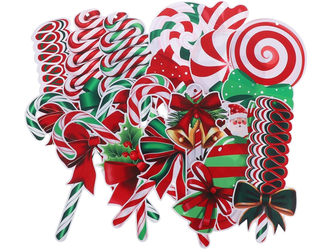 Adornos navideños de bastón de caramelo Slowmoose (12 unidades)