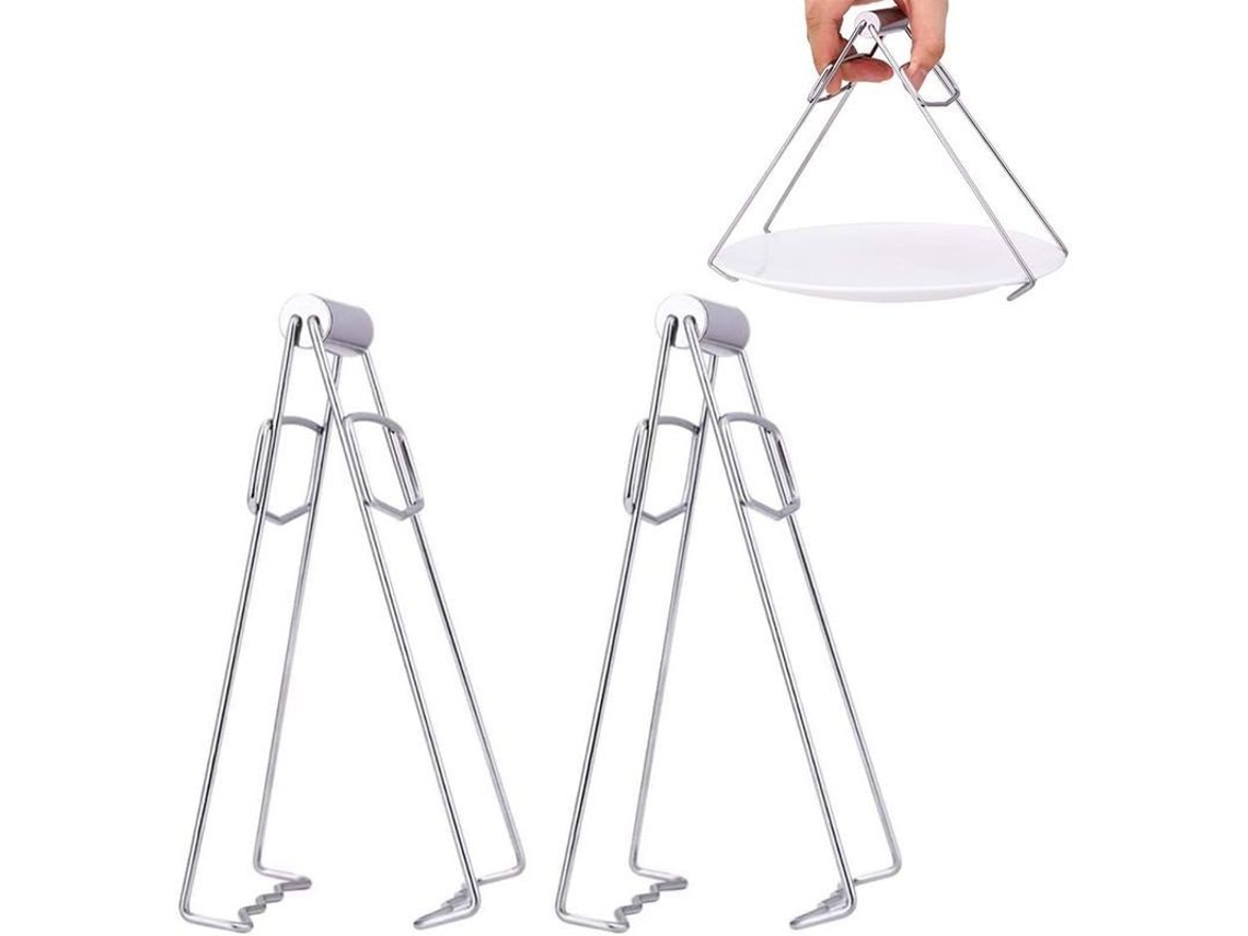 2 Pinzas Antiquemaduras Acero Inoxidable 304 Para Plato Y Taza Repartidor De Plato Plegable Herramienta De Cocina