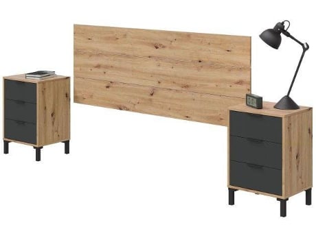 Mesita de Noche HABITDESIGN Enzo (Gris - Madera - 160 cm)