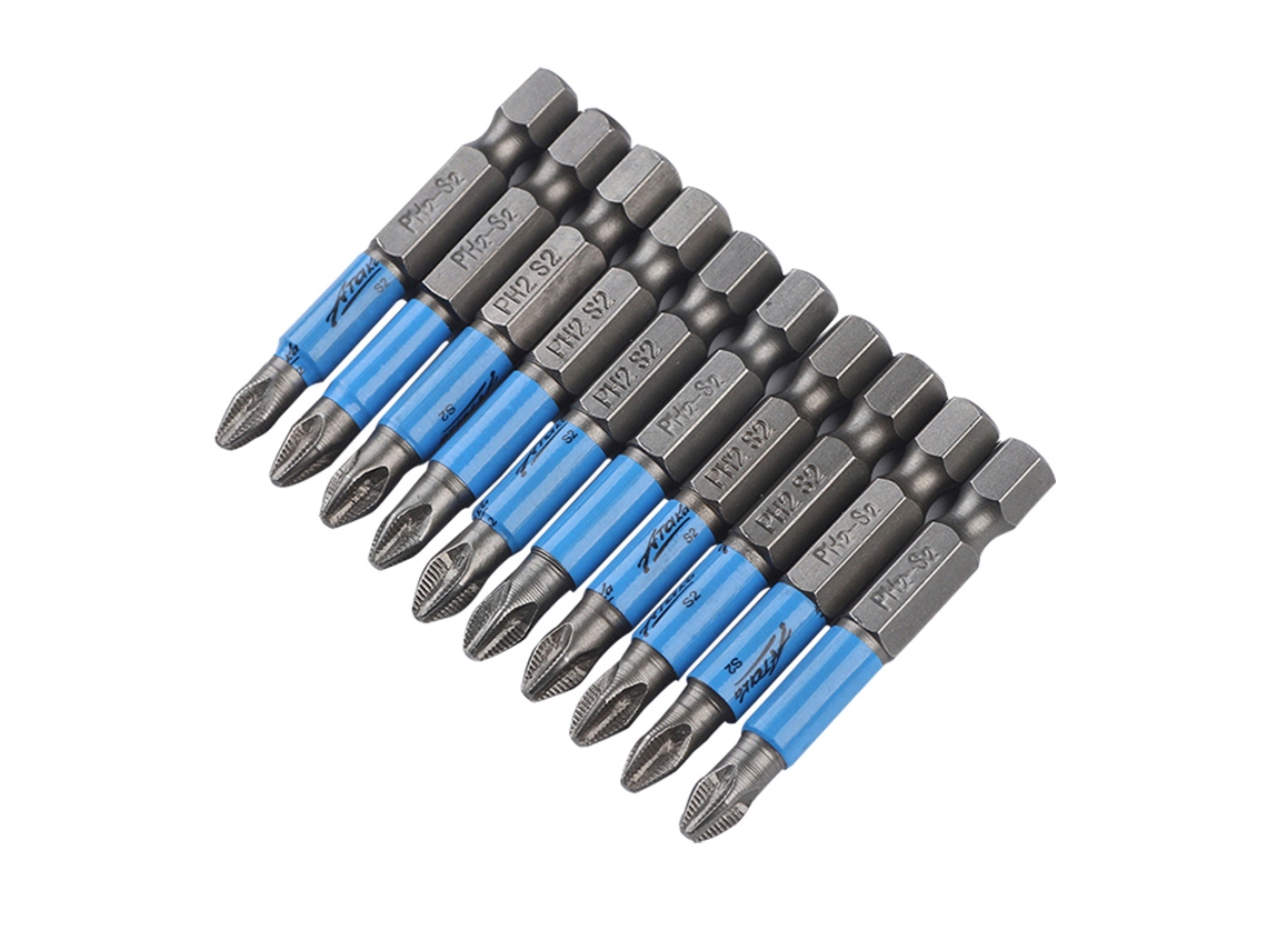 Conjunto de 10 Pontas de Parafuso Cruz Anti deslizante em Aço de Liga