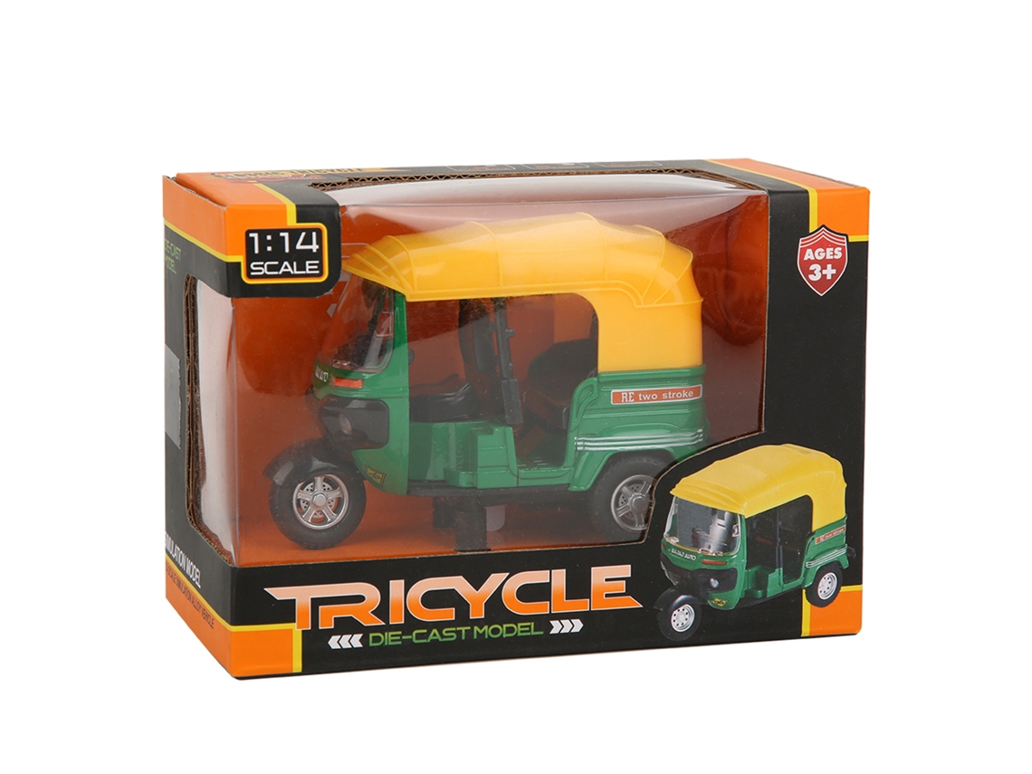 Ats-modelo De Moto De Tres Ruedas Miniatura 1:14 Con Luz Y Música Para Niños Color Verde