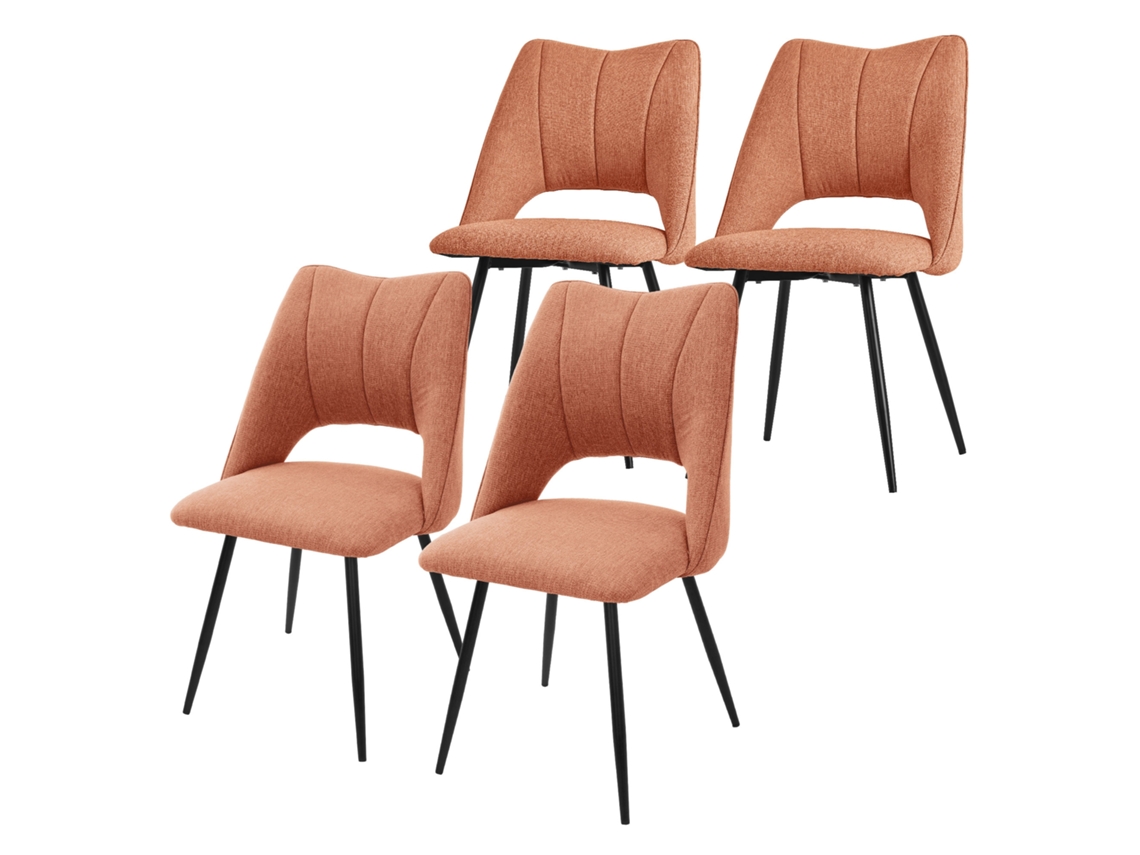 Juego de 4 sillas de comedor naranjas Asiento de poliéster Patas de metal negro ML-DESIGN