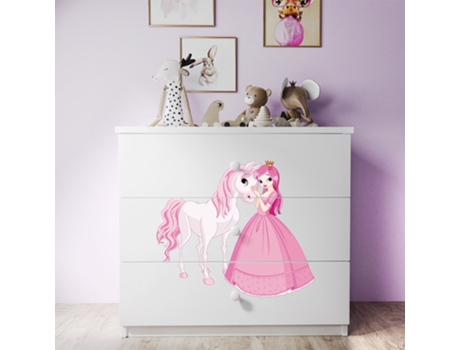Kocot Kids Babydream Cómoda de 3 Gavetas a Princesa e O Cavalo Branco