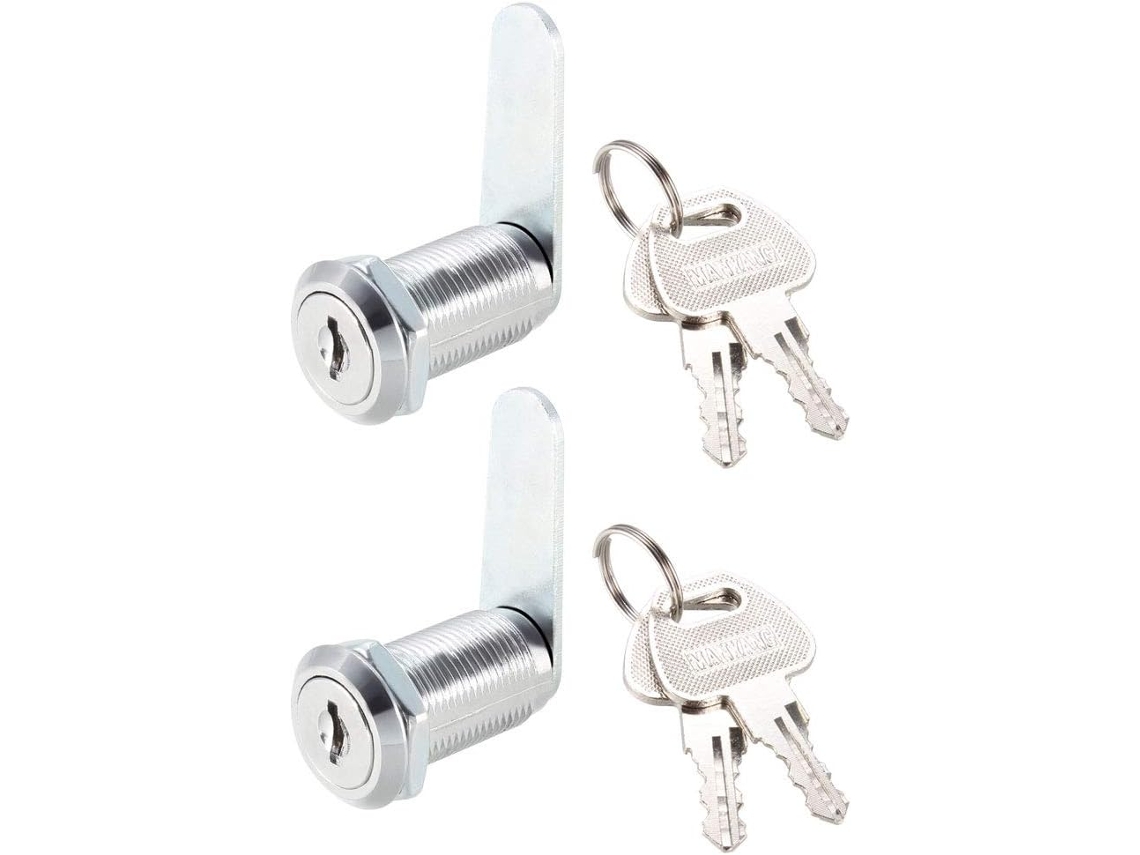 2 Unidades. Cerradura Tambor Gabinete Cilindro 1-1/8" Longitud Levas N.° 3, Compatible Placas 7/8"