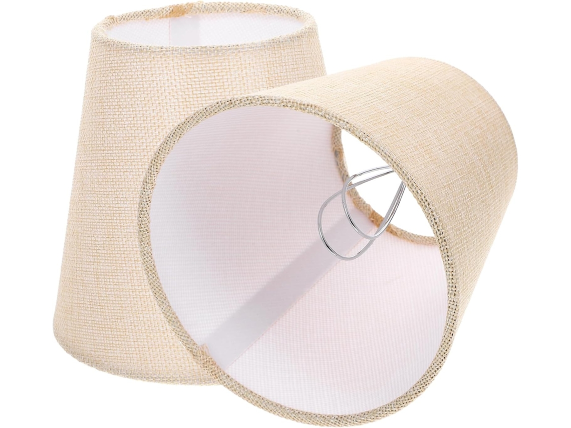 Juego De 2 Unidades En Tela Color Beige Claro, Forma Cilíndrica, Estilo Retro, Compatibles Con Lámparas De Pinza.