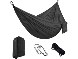 Hamaca Individual Chrui Con Cuerda De 2 M Y Mosquetón, 270 X 140 Cm (negra)