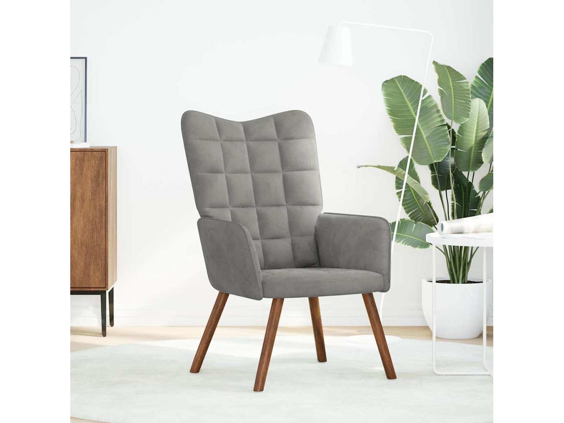 Sillón | Silla De Relajación De Terciopelo Gris Claro