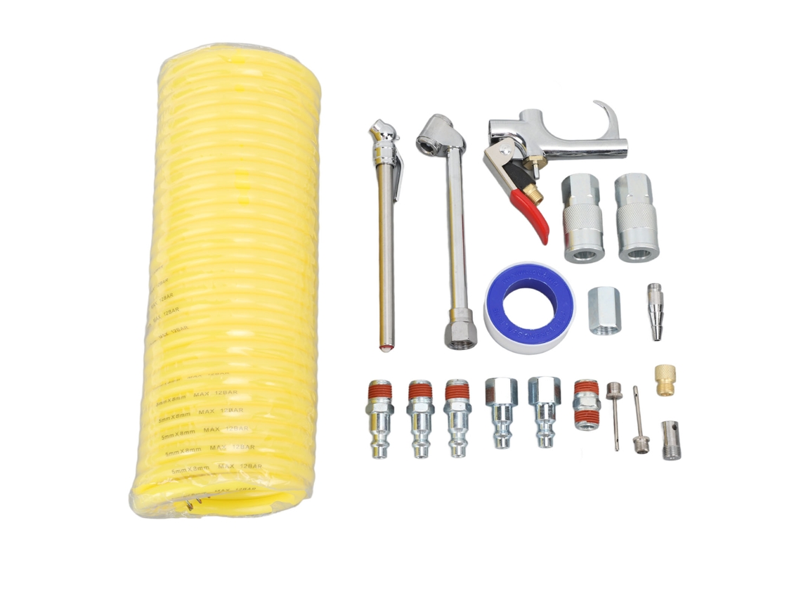 Kit De Herramientas Neumáticas De 20 Piezas Con Pistola Pulverizadora De Aire De Acero Inoxidable Y Conector Rápido - Multifuncional