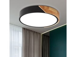 2026-lámpara De Techo Led Redonda De Madera 18w Luz Blanca Fixture Ø30cm Para Sala Cocina Dormitorio
