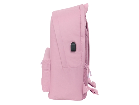 Mochila Escolar SAFTA +usb munich basicos (Rosa - Poliéster 600D)