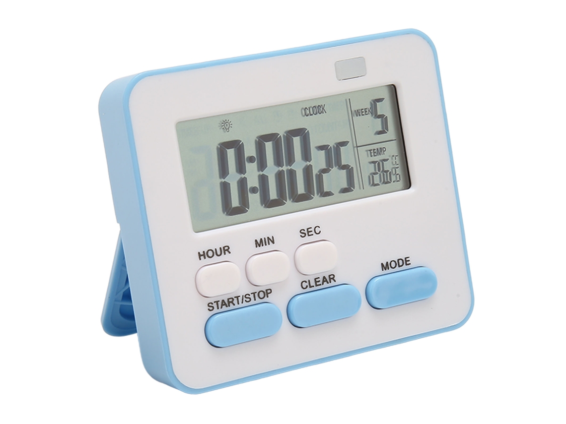 Temporizador Digital Cocina Con Pantalla De Temperatura, Reloj Pequeño, Magnético, Azul