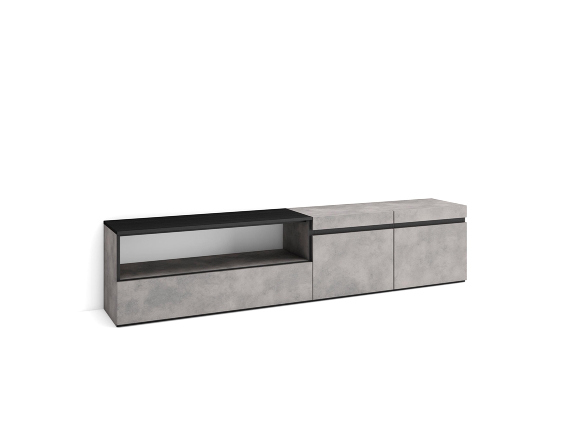 Mueble TV Televisión 200x45x35cm Para TV hasta 80 Con almacenamiento Cemento