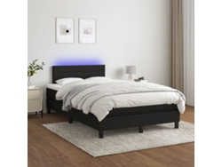 Cama Box Spring Con Colchón Led Tela Negro 120x200 Cm