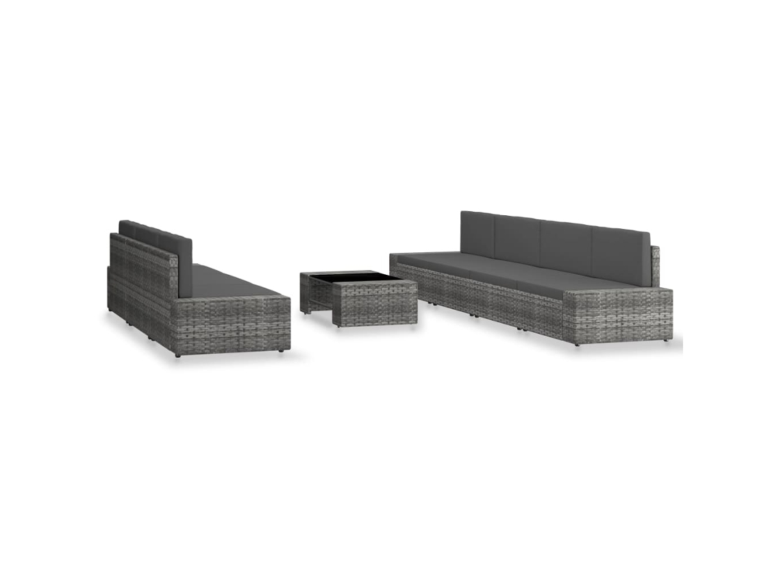 Maison Exclusive - Juego De Muebles De Jardín 8 Piezas Ratán Sintético Gris