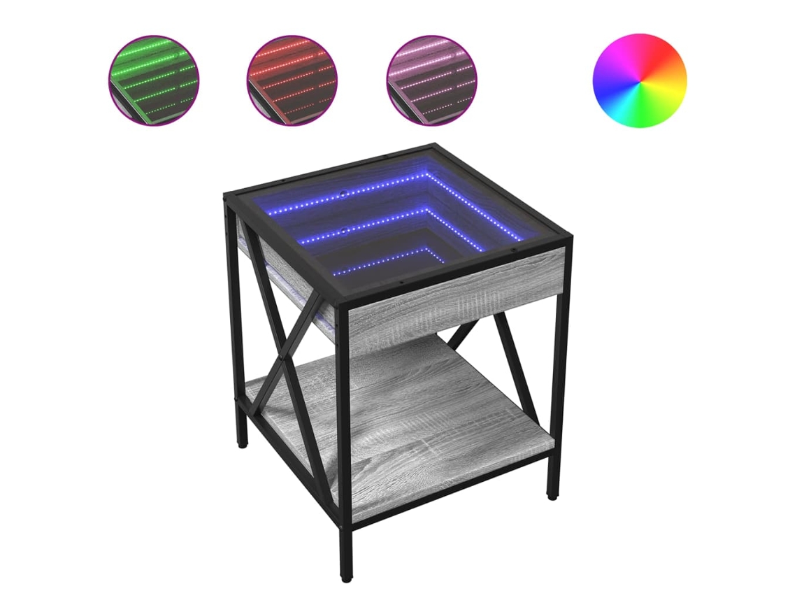 Maison Exclusive - Mesa De Centro Con Infinity Led Gris Sonoma 40x40x49 Cm