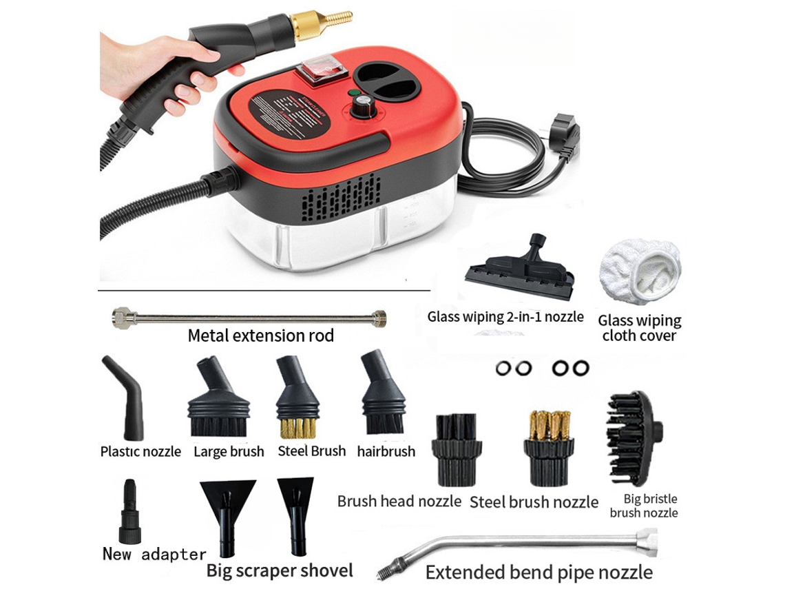 Limpiador a vapor de alta temperatura y alta presión con 6 velocidades, ideal para la limpieza de cocinas y coches (rojo)
