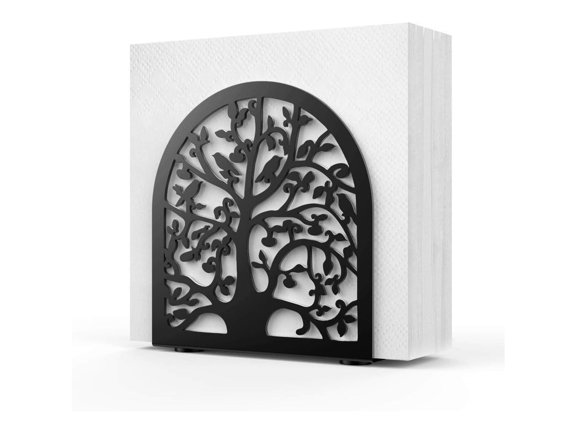 2026da-porta Servilletas De Hierro Fundido Negro Con Diseño De Árbol Y Pájaros Para Mesa