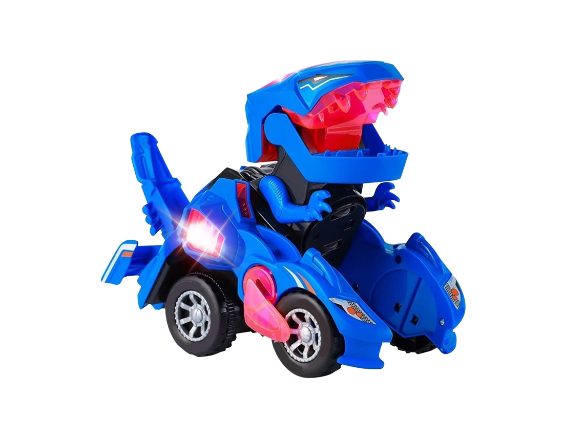 Jinwei-juguete De Dinosaurio Transformable En Coche Musical Y Seguro Para Niños Azul