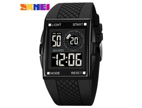 Reloj deportivo digital para hombre, esfera grande, cuadrado, resistente al agua, cronómetro, alarma, carcasa negra, máquina negra LUUCOZK