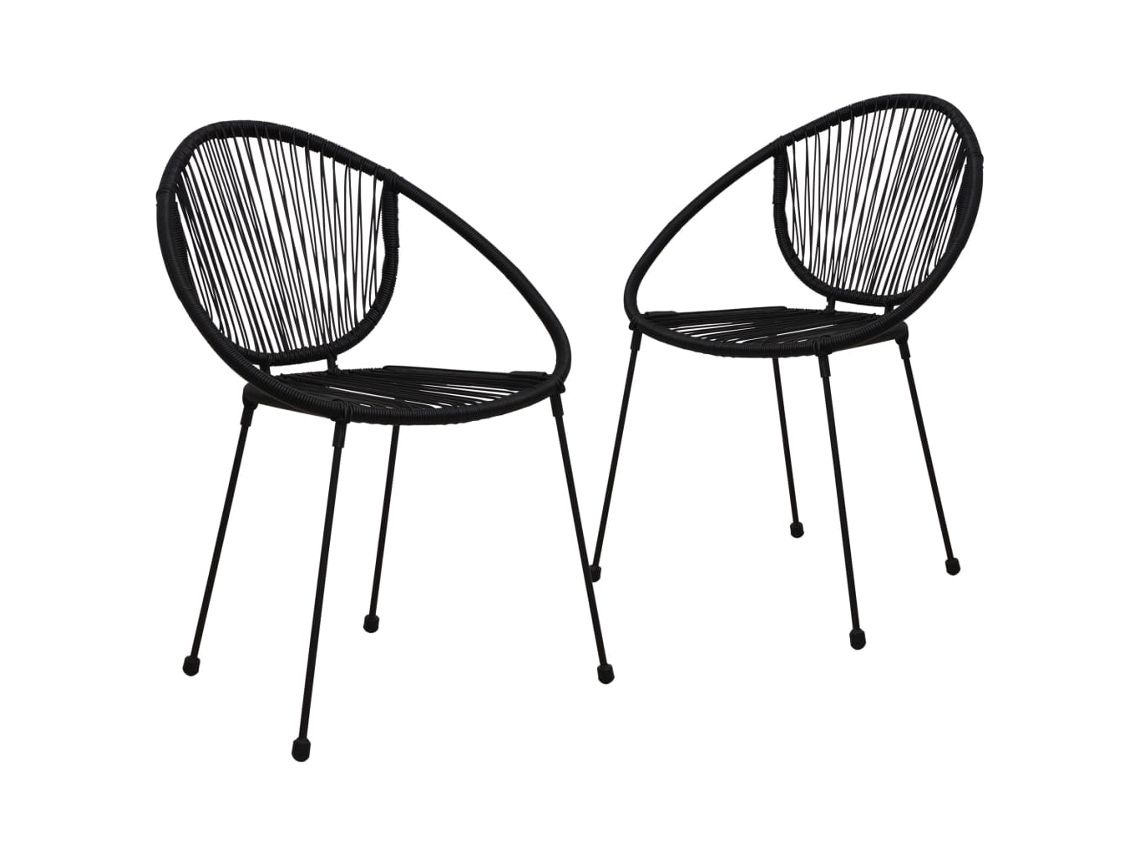 2 sillas de jardín de mimbre de PVC negro Dkd Home Decor