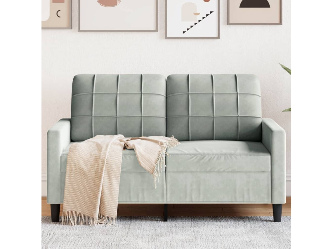 Sofá De 2 Plazas De Terciopelo Gris Claro 120 Cm