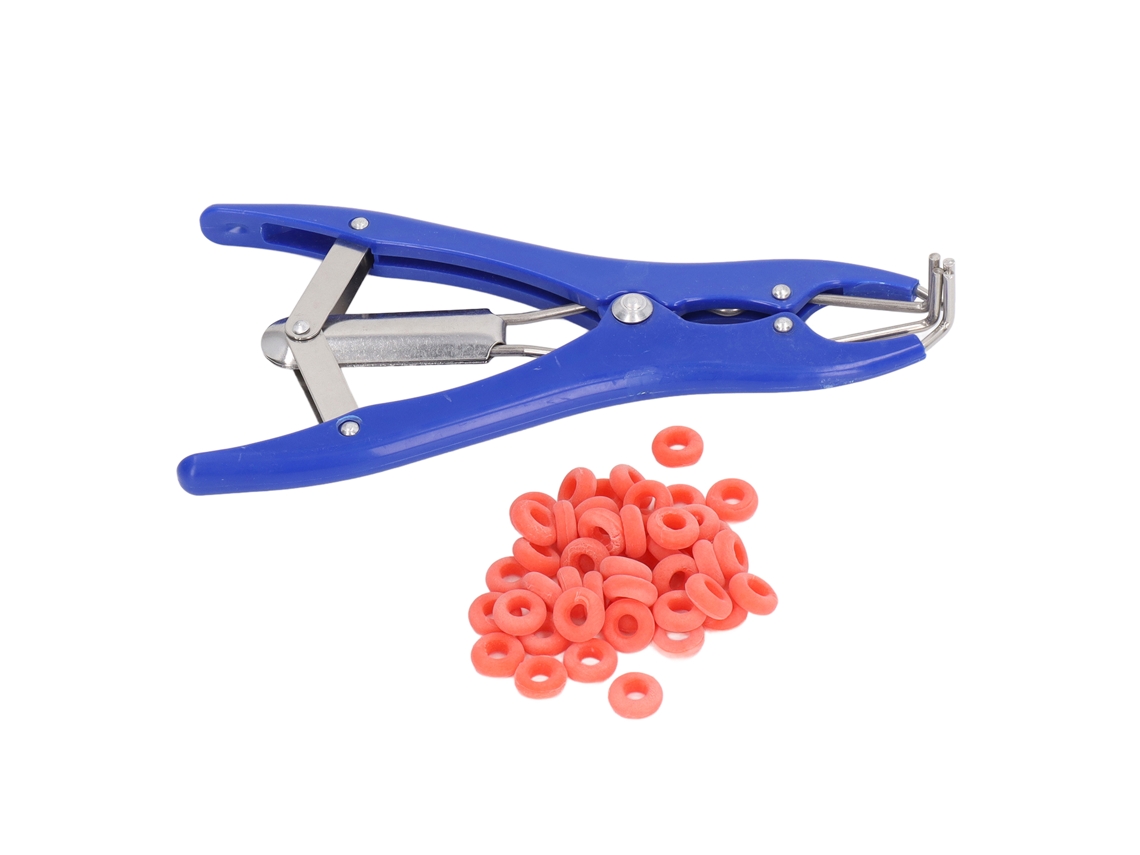 Alicates De Castración Con Kit De 100 Anillos De Goma Para El Cuidado De La Cola De Animales.