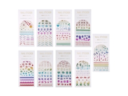 Rebe - 9 piezas de pegatinas navideñas de dibujos animados para uñas, pegatinas con purpurina para manicura DIY