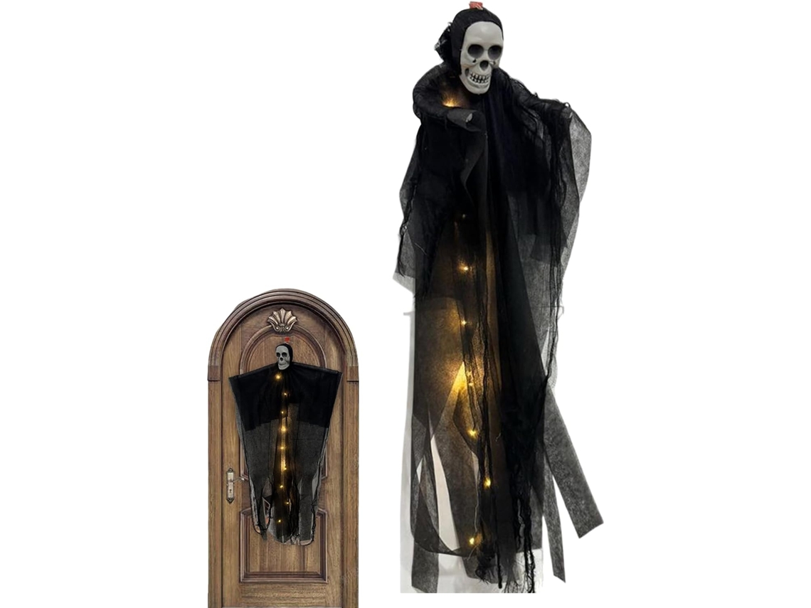 Adornos De Halloween De Terror Con Esqueleto Fantasma, Calavera Fantasma Con Luces, Decoración Espeluznante De