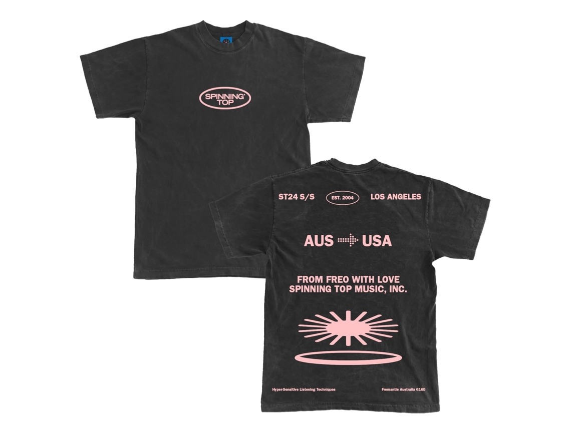 Oval Faded (black) T-shirt Spinning Top Rockinstone Size:l