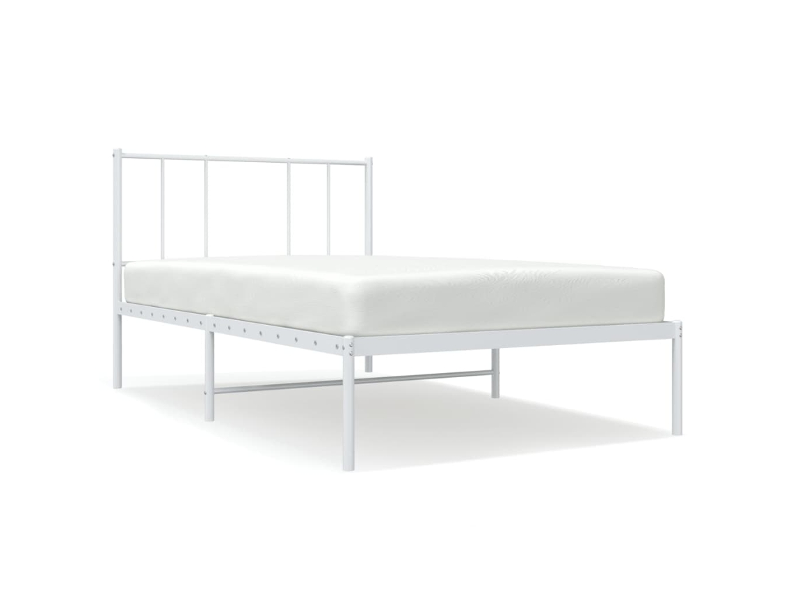 Cama VIDAXL de metal blanco con cabecero (Acero - 100 x 190 cm)
