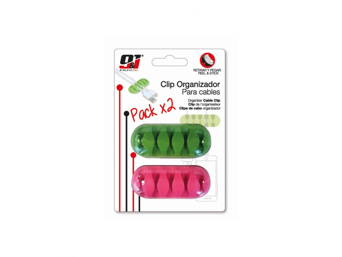 Pack 2 Clips Organizadores de Cable 5 Ranuras Con Auto-Adhesivo