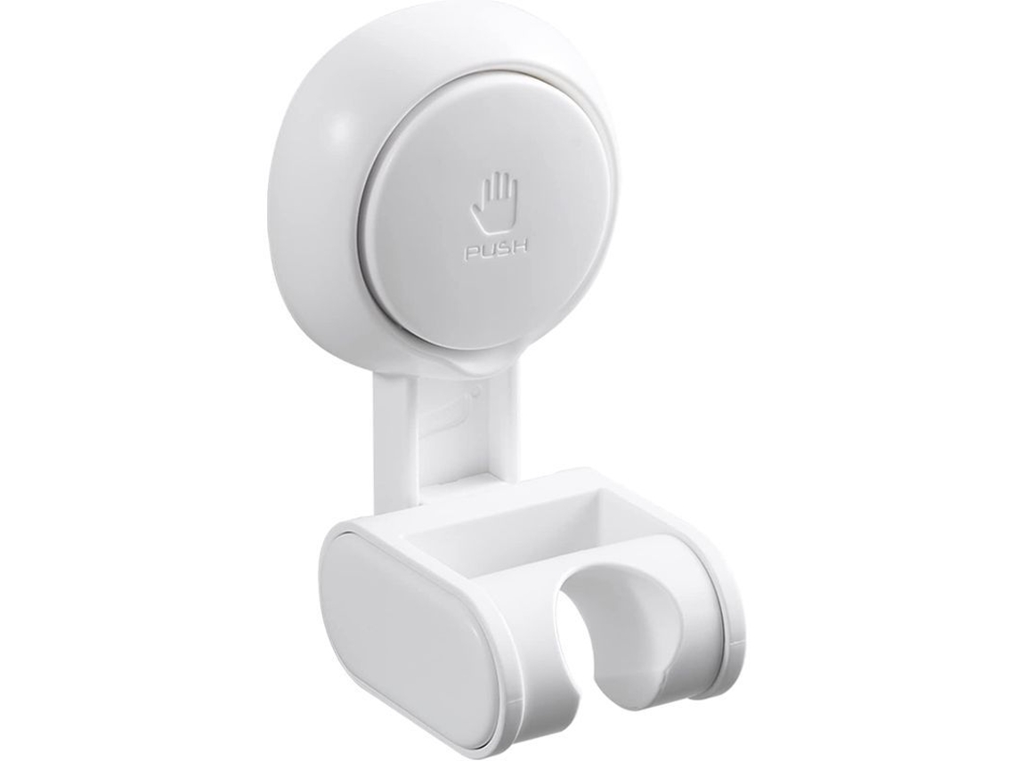 Soporte De Ducha Con Ventosa, Sin Orificio, Altura Y Ángulo Ajustables, Resistente Al Agua, Blanco.