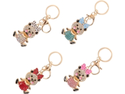 Juego De 4 Llaveros De Oso Con Lazo Decorativo Para Bolso, Mochila O Coche.