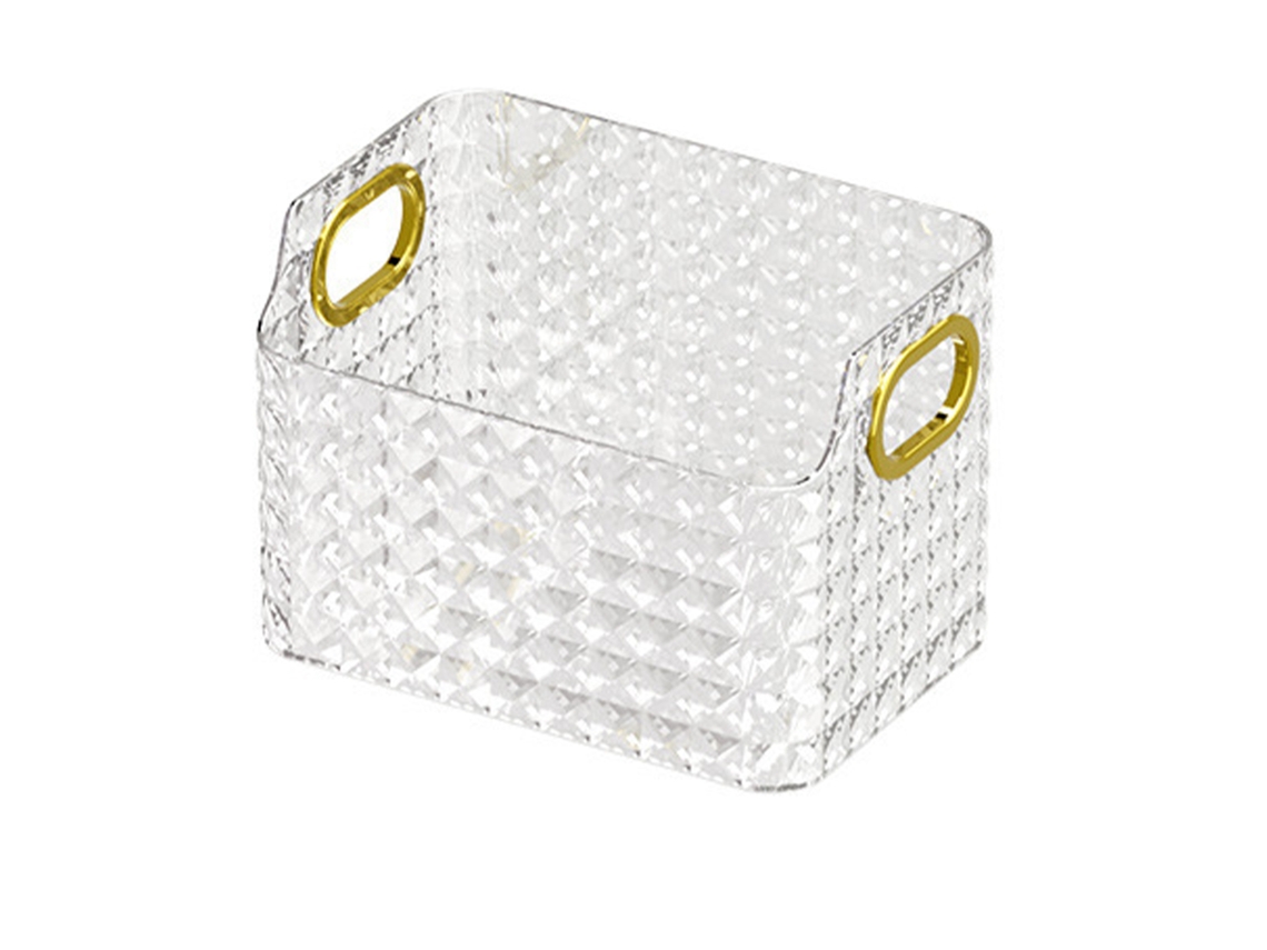 Pequeña Caja Organizadora Transparente De Pet Con Asas Para Cosméticos, Baño O Armario.