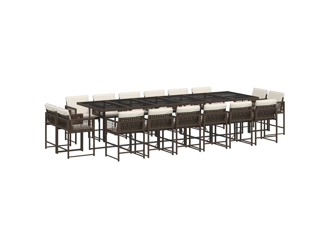 Maison Exclusive - Set De Muebles Jardín 17 Pzas Y Cojines Ratán Sintético Marrón