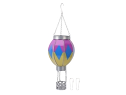 Linterna solar de globo aerostático de hierro portátil para colgar al aire libre, lámpara decorativa para patio, jardín, balcón, pequeña